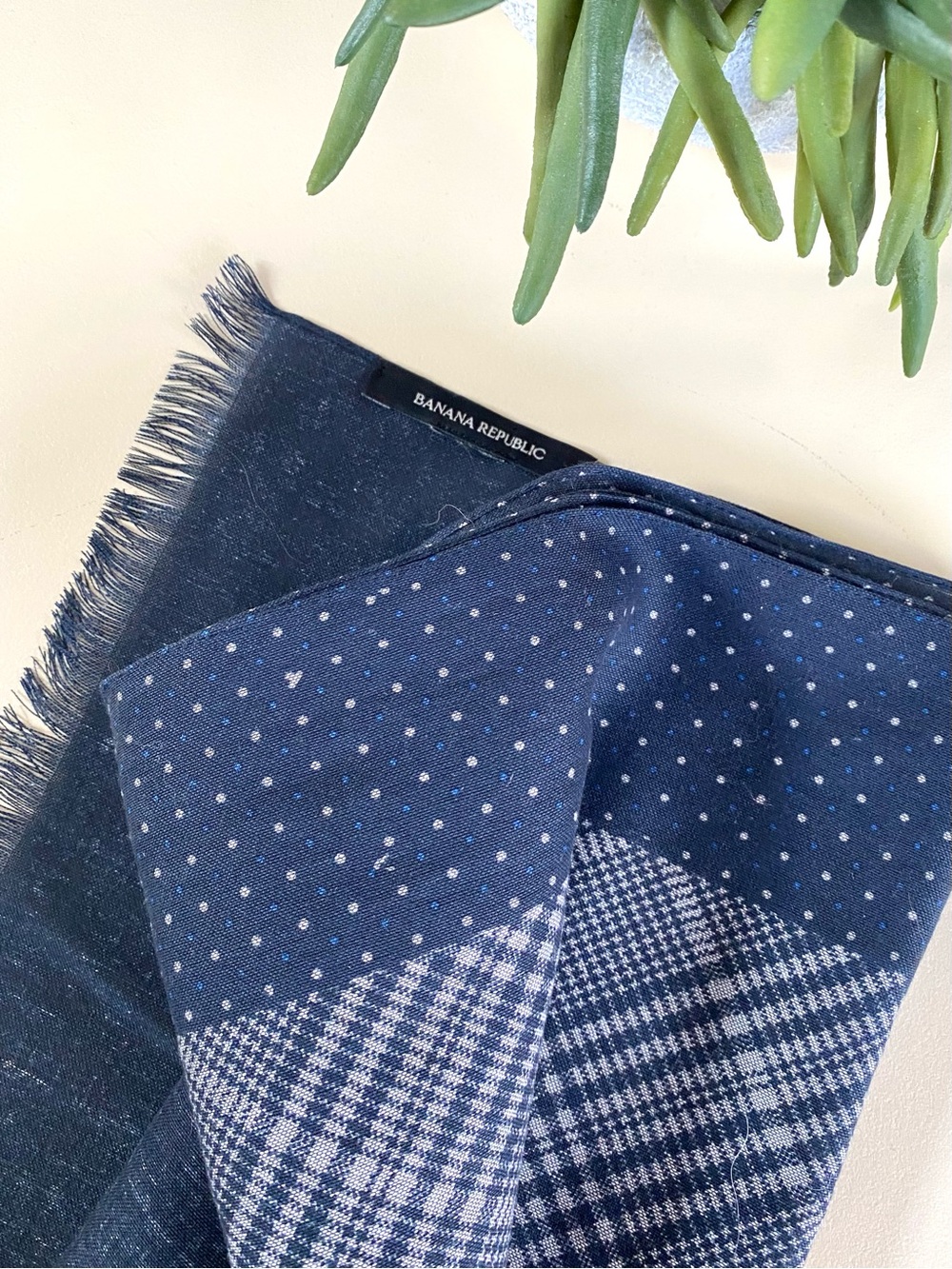 BANANA REPUBLIC - Men’s Classic Blue Patterned Colorblock Scarf - Picture 7 of 7